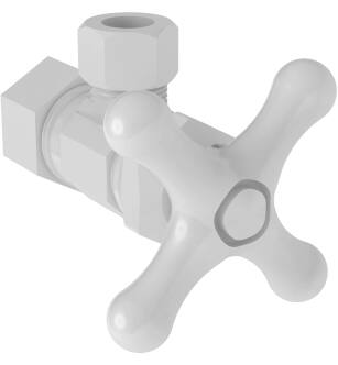 Brasstech 403X/50 Metal Cross Handle Angle Valve With 1/2" Compression Inlet in White