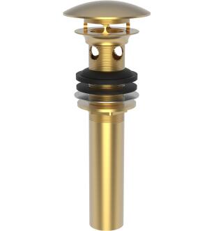 Brasstech 499-2/24S Polished Dome Cap Drain With Overflow in Satin Gold