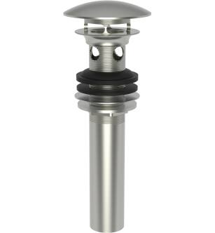 Brasstech 499-2/15S Polished Dome Cap Drain With Overflow in Satin Nickel