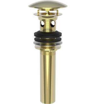 Brasstech 499-2/03N Polished Dome Cap Drain With Overflow in Uncoated Polished Brass (Living)