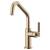 Brizo 61063LF-GL Litze 11 1/2" Single Handle Angled Spout Bar Kitchen Faucet with Knurled Handle in Luxe Gold