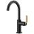 Brizo 61044LF-BLGL Litze 11 5/8" Single Handle Arc Spout Bar Kitchen Faucet with Industrial Handle in Matte Black / Luxe Gold