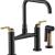 Brizo 62554LF-BLGL Litze 13 3/8" Double Handle Square Arc Bridge Kitchen Faucet with Industrial Handle in Matte Black / Luxe Gold