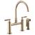 Brizo 62543LF-GL Litze 15 3/8" Double Handle Arc Spout Bridge Kitchen Faucet with Knurled Handle in Luxe Gold