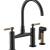 Brizo 62543LF-BLGL Litze 15 3/8" Double Handle Arc Spout Bridge Kitchen Faucet with Knurled Handle in Matte Black / Luxe Gold