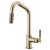 Brizo 63063LF-GL Litze 14 1/8" Single Handle Angled Spout Pull-Down Kitchen Faucet with Knurled Handle in Luxe Gold