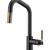 Brizo 63063LF-BLGL Litze 14 1/8" Single Handle Angled Spout Pull-Down Kitchen Faucet with Knurled Handle in Matte Black / Luxe Gold