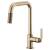 Brizo 63054LF-GL Litze 14" Single Handle Square Arc Spout Pull-Down Kitchen Faucet with Industrial Handle in Luxe Gold