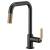 Brizo 63054LF-BLGL Litze 14" Single Handle Square Arc Spout Pull-Down Kitchen Faucet with Industrial Handle in Matte Black / Luxe Gold