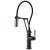 Brizo 63243LF-BLGL Litze 21 1/2" Single Handle Articulating Kitchen Faucet with Knurled Handle in Matte Black / Luxe Gold