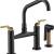 Brizo 62564LF-BLGL Litze 13 1/2" Double Handle Angled Spout Bridge Kitchen Faucet with Industrial Handle in Matte Black / Luxe Gold