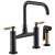 Brizo 62553LF-BLGL Litze 15 3/8" Double Handle Square Arc Bridge Kitchen Faucet with Knurled Handle in Matte Black / Luxe Gold