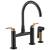 Brizo 62544LF-BLGL Litze 15 3/8" Double Handle Arc Spout Bridge Kitchen Faucet with Industrial Handle in Matte Black / Luxe Gold