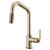 Brizo 63064LF-GL Litze 14 1/8" Single Handle Angled Spout Pull-Down Kitchen Faucet with Industrial Handle in Luxe Gold