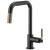 Brizo 63053LF-BLGL Litze 14" Single Handle Square Arc Spout Pull-Down Kitchen Faucet with Knurled Handle in Matte Black / Luxe Gold