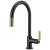 Brizo 63044LF-BLGL Litze 16" Single Handle Arc Spout Pull-Down Kitchen Faucet with Industrial Handle in Matte Black / Luxe Gold