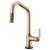 Brizo 64064LF-GL Litze 14 5/8" Single Handle Angled Spout SmartTouch Pull-Down Kitchen Faucet with Industrial Handle in Luxe Gold