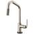 Brizo 64064LF-SS Litze 14 5/8" Single Handle Angled Spout SmartTouch Pull-Down Kitchen Faucet with Industrial Handle in Stainless Steel