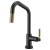 Brizo 64063LF-BLGL Litze 14 5/8" Single Handle Angled Spout SmartTouch Pull-Down Kitchen Faucet with Knurled Handle in Matte Black / Luxe Gold