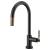 Brizo 64043LF-BLGL Litze 16 1/2" Single Handle Arc Spout SmartTouch Pull-Down Kitchen Faucet with Knurled Handle in Matte Black / Luxe Gold