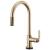 Brizo 64044LF-GL Litze 16 1/2" Single Handle Deck Mounted Arc Spout Pull-Down Kitchen Faucet with SmartTouch Technology in Luxe Gold