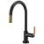 Brizo 64044LF-BLGL Litze 16 1/2" Single Handle Deck Mounted Arc Spout Pull-Down Kitchen Faucet with SmartTouch Technology in Matte Black / Luxe Gold