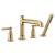 Brizo T67476-GLLHP Invari 6 7/8" Four Hole Deck Mounted Roman Tub Faucet with Handshower - Less Handles in Luxe Gold