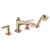 Brizo T67460-GLLHP Rook 9 7/8" Four Hole Deck Mounted Roman Tub Faucet Trim with Handshower - Less Handles in Luxe Gold