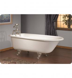 Cheviot 2106-WW-PN Traditional 68" Cast Iron Clawfoot Soaking Bathtub with Continuous Rolled Rim in White with Polished Nickel Feet