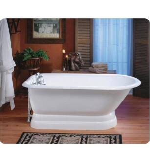 Cheviot 2176-WW Traditional 68" Cast Iron Pedestal Base Bathtub with Faucet Holes on Tub Wall in White