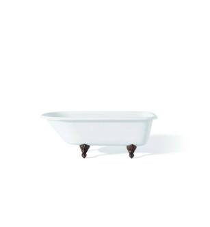 Cheviot 2104-WW-AB Traditional 61" Cast Iron Clawfoot Soaking Bathtub with Continuous Rolled Rim in White with Antique Bronze Feet
