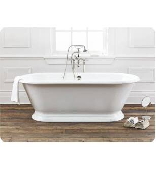 Cheviot 2162-WW-6 Sandringham 70 1/8" Cast Iron Soaking Bathtub with Pedestal Base and Flat Area For Faucet Holes in White
