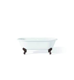 Cheviot 2170-WW-6-AB Regal 68" Cast Iron Soaking Bathtub with Flat Area for Faucet Holes and Shaughnessy Antique Bronze Feet in White