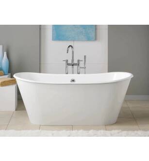 Cheviot 2155-WW Iris 68" Cast Iron Free Standing Soaking Bathtub with Continuous Rolled Rim in White