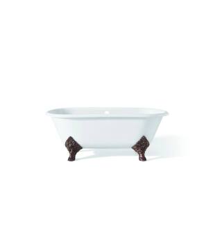 Cheviot 2161-WW-AB Carlton 70" Cast Iron Clawfoot Soaking Bathtub with Continuous Rolled Rim in White with Antique Bronze Feet