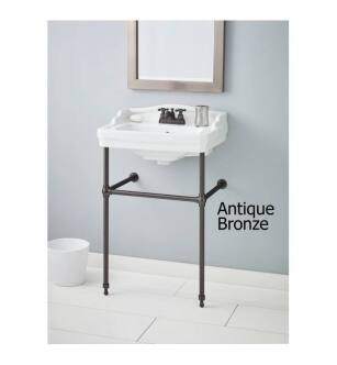Cheviot 553-WH-1/575-AB Essex 24" Console Single Bowl Lavatory Sink in White with Antique Bronze Console