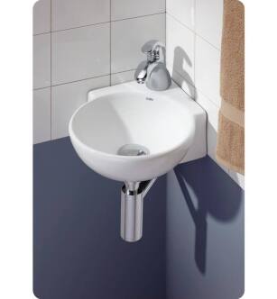 Cheviot 1349-WH-1 Corner 12 3/4" Wall-Mount Single Bowl Vessel Sink in White