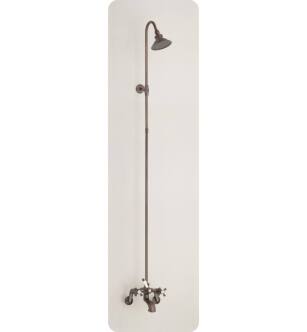 Cheviot 5158-BN Two Cross Handle Tub Filler Faucet and Overhead Shower Combination in Brushed Nickel