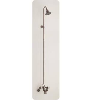 Cheviot 5158-AB Two Cross Handle Tub Filler Faucet and Overhead Shower Combination in Antique Bronze