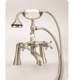 Cheviot 5106-BN Two Cross Handle Rim Mount Tub Filler Faucet with Hand Shower in Brushed Nickel