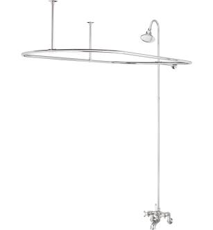 Cheviot 5182-CH Two Handle Wall Mount Tub Filler & Shower Combination with Shower Curtain Frame in Chrome