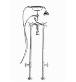 Cheviot 5117/3970-CH Two Handle Free Standing Tub Filler with Hand Shower & Stop Valve in Chrome