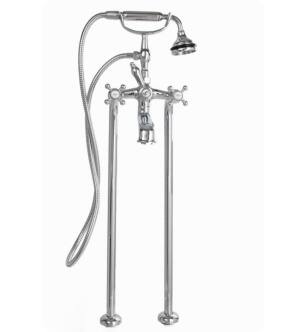 Cheviot 5117/3965-CH Two Handle Free Standing Tub Filler with Water Supply Line & Hand Shower in Chrome