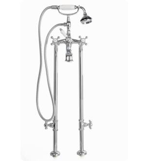 Cheviot 5102/3970XL-CH Two Handle Extra Tall Free Standing Tub Filler with Hand Shower & Stop Valve in Chrome