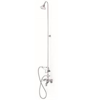 Cheviot 5160-CH Two Cross Handle Tub Filler Faucet and Overhead Shower Combination with Hand Shower in Chrome