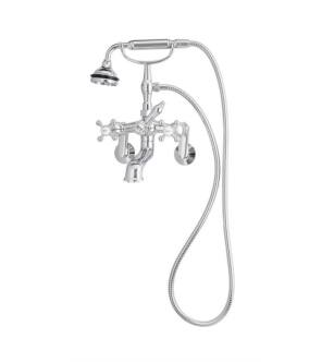 Cheviot 5115-CH Two Cross Handle Tub/Wall Mount Tub Filler Faucet with Hand Shower and Diverter in Chrome