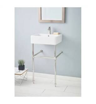 Cheviot 1230/19-WH-1/575-PN Nuovella 19 3/4" Console Single Bowl Lavatory Sink in White with Polished Nickel Console