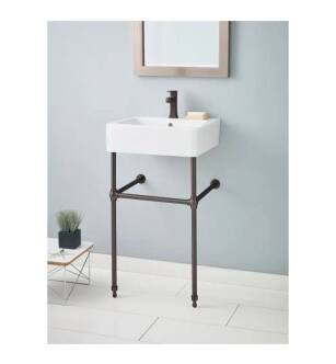 Cheviot 1230/19-WH-1/575-AB Nuovella 19 3/4" Console Single Bowl Lavatory Sink in White with Antique Bronze Console