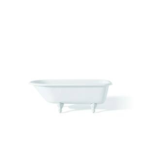 Cheviot 2100-WW-WH Traditional 61" Cast Iron Clawfoot Soaking Bathtub with Faucet Holes in Wall of Tub in White with White Feet
