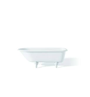 Cheviot 2105-WW-6-WH Traditional 61" Cast Iron Clawfoot Soaking Bathtub with Flat Area for Faucet Holes in White with White Feet